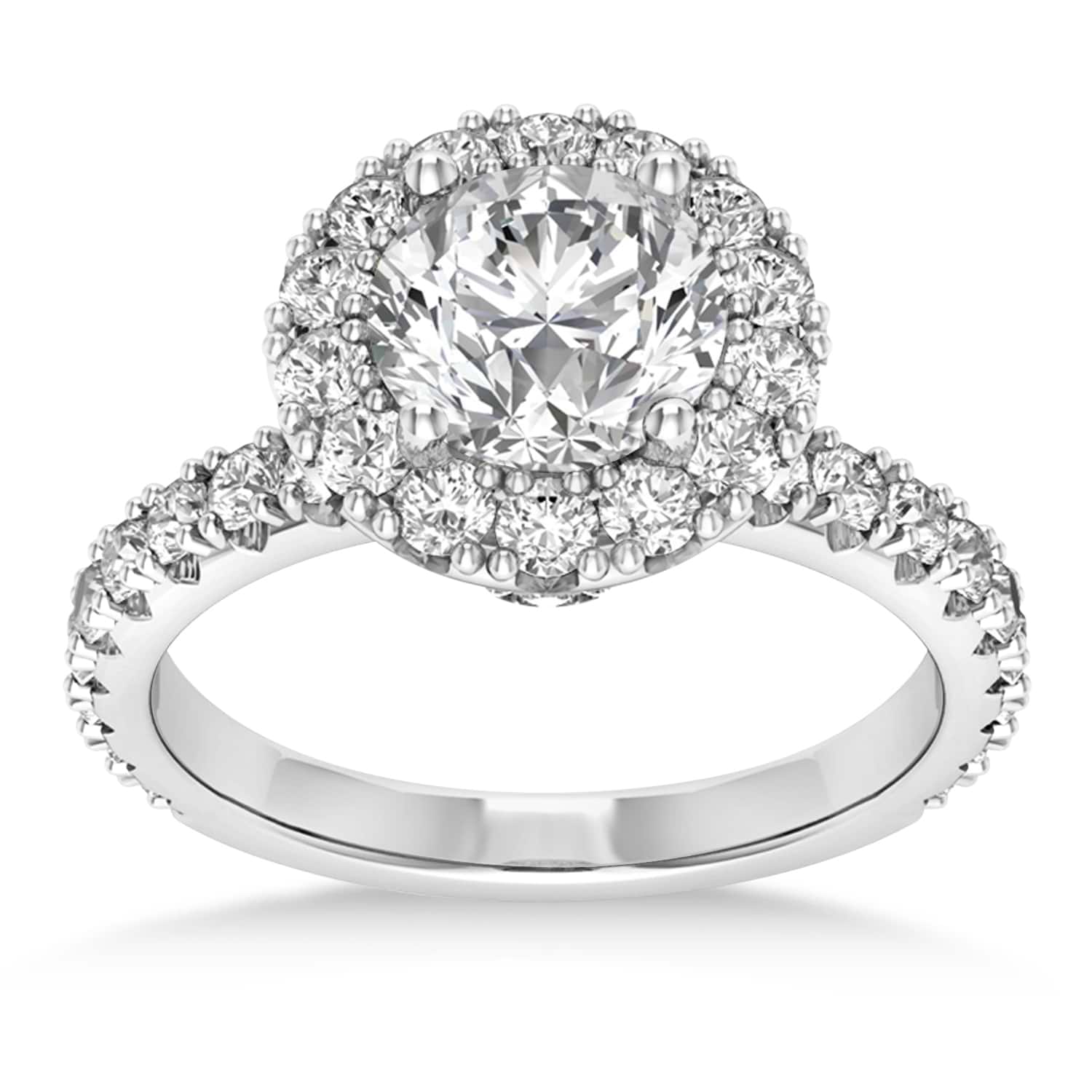 Diamond Halo Engagement Ring 14k White Gold (0.90ct)