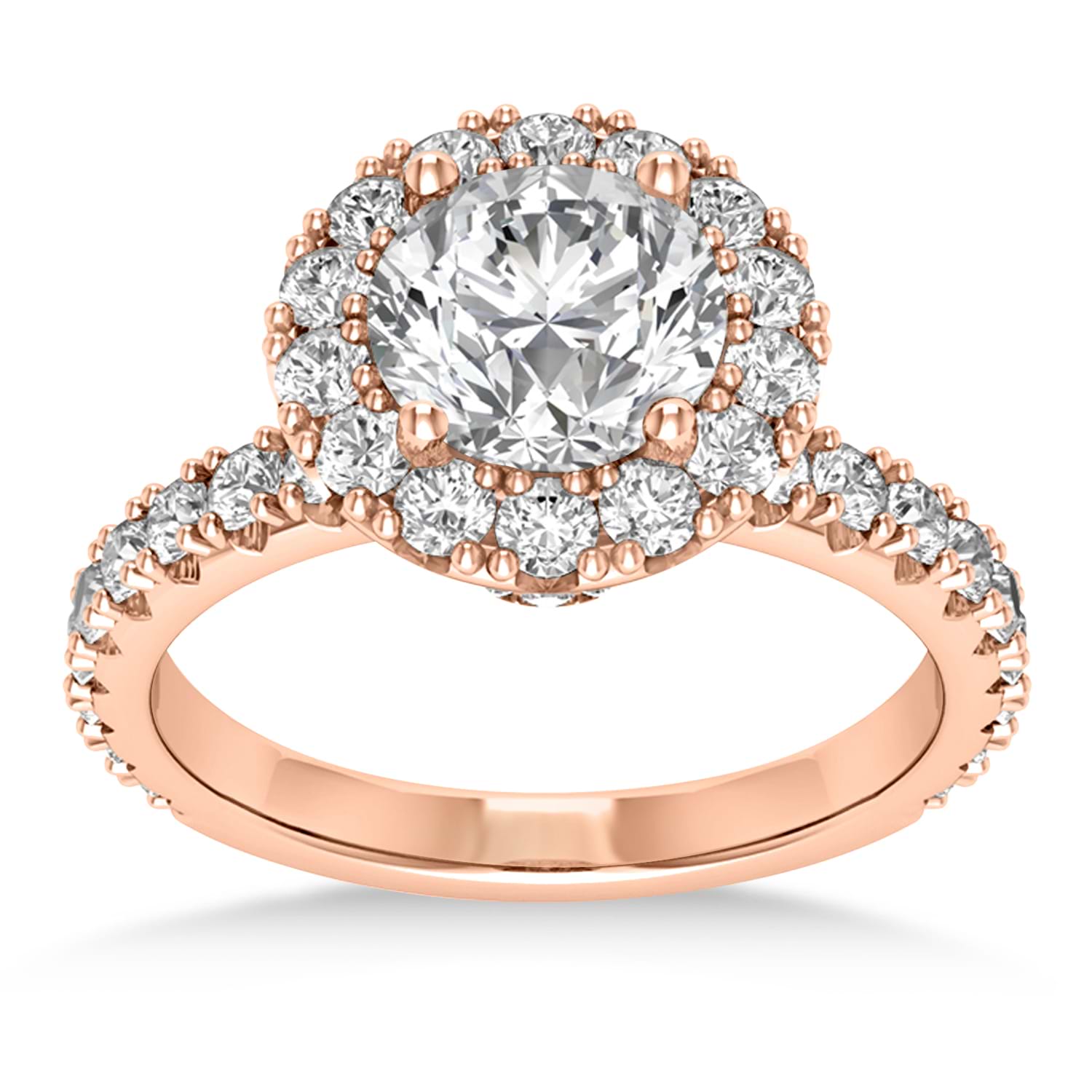 Diamond Halo Engagement Ring 18k Rose Gold (0.90ct)