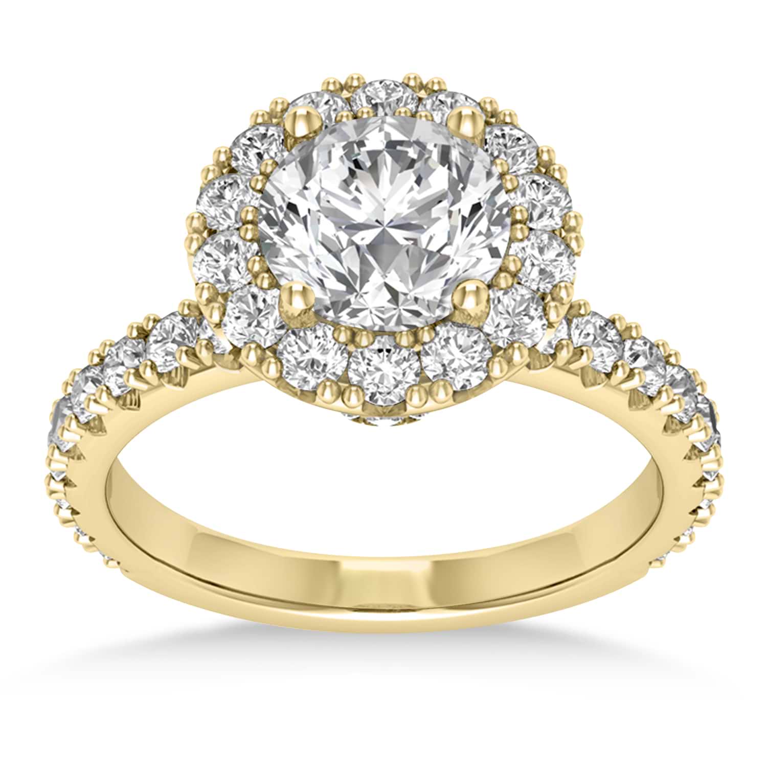 Diamond Halo Engagement Ring 18k Yellow Gold (0.90ct)