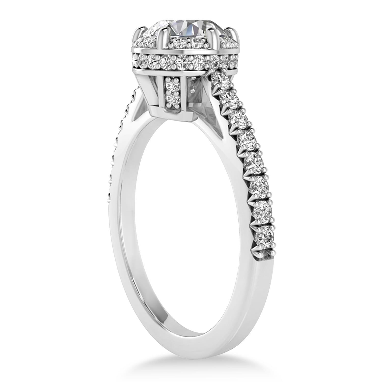 Diamond Sidestones Engagement Ring 14k White Gold (0.44ct)