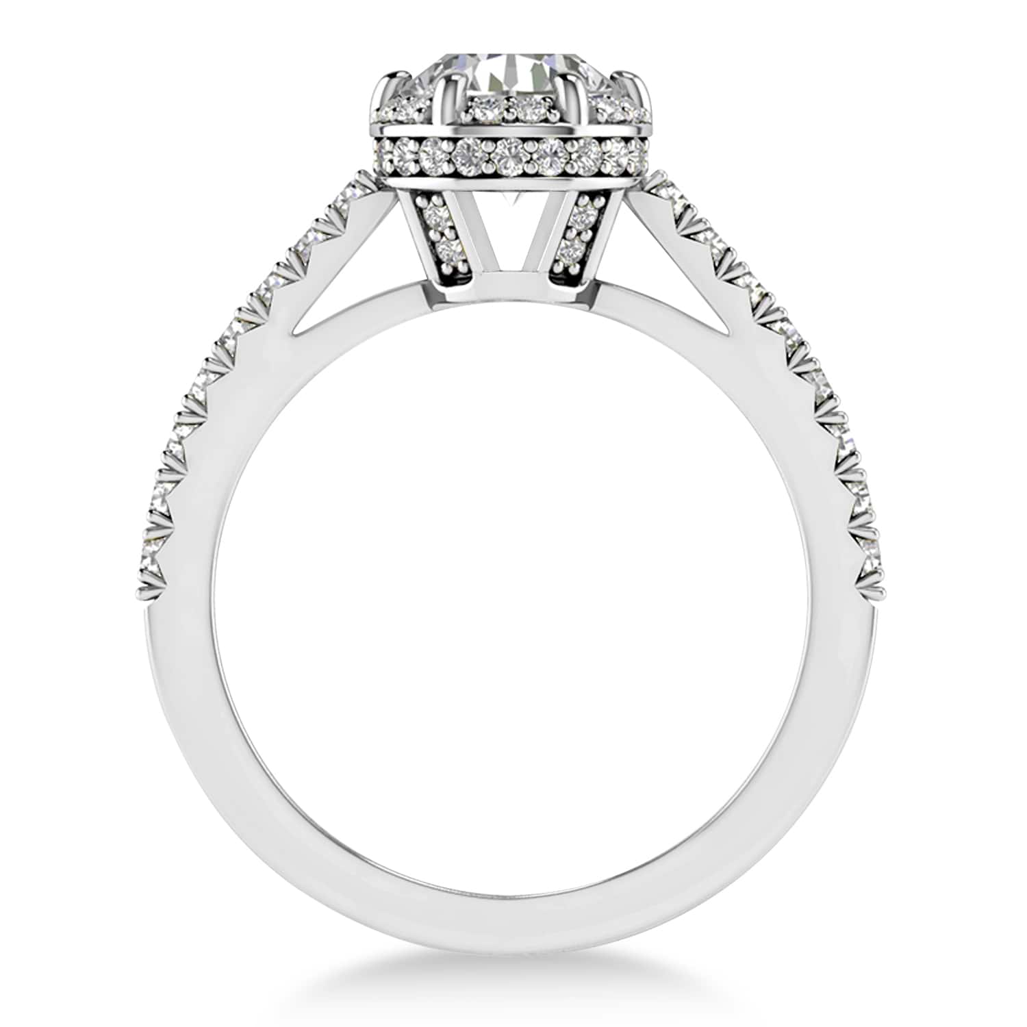 Diamond Sidestones Engagement Ring 14k White Gold (0.44ct)