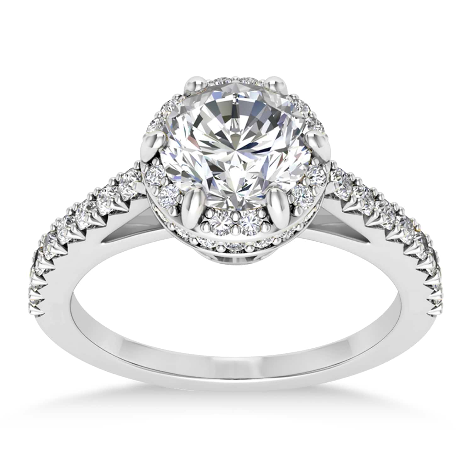 Diamond Sidestones Engagement Ring 18k White Gold (0.44ct)