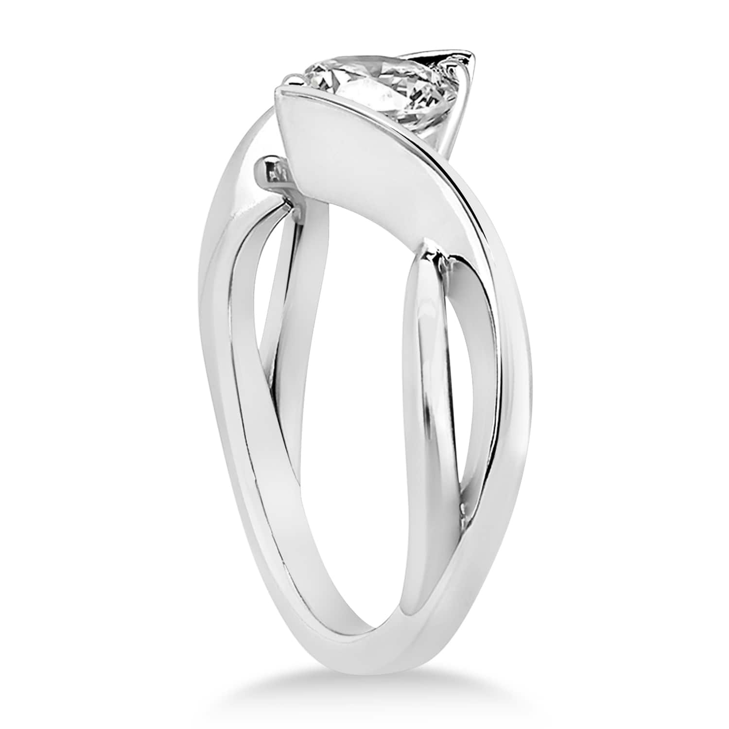 Diamond Twisted Engagement Ring 14k White Gold