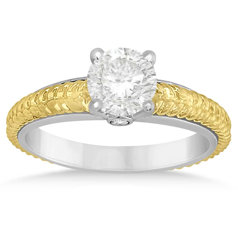 Diamond Engagement Ring Setting 14k Two Tone Braided Gold (0.03ct)