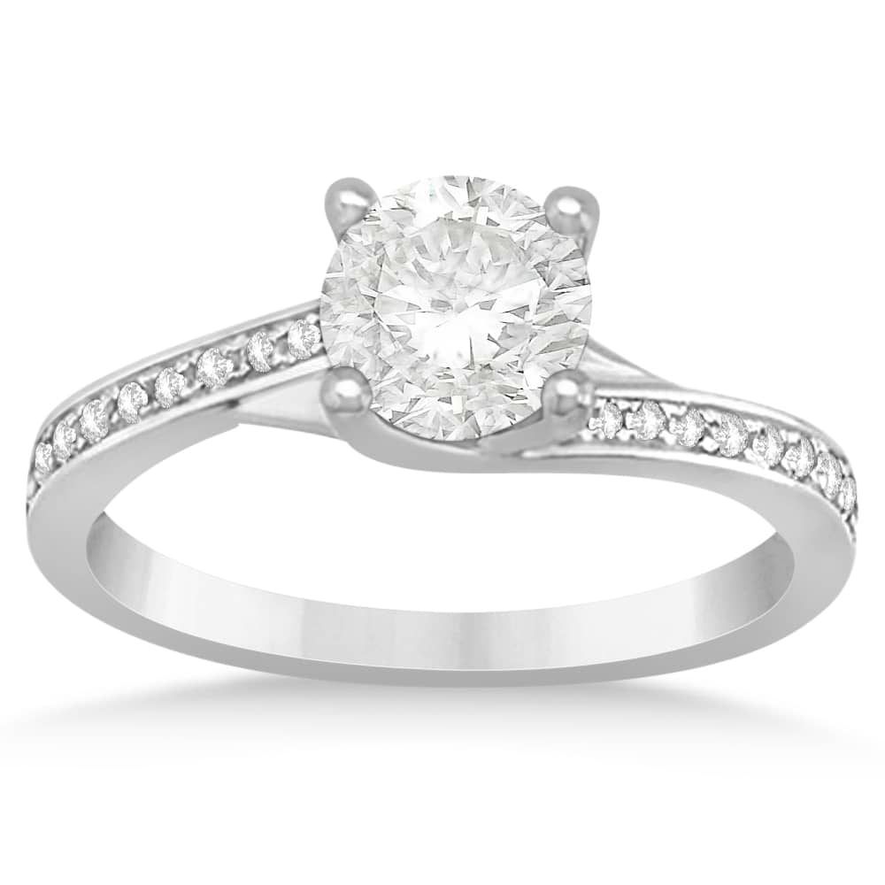 Diamond Accented Twisted Engagement Ring 14k White Gold (0.14ct)