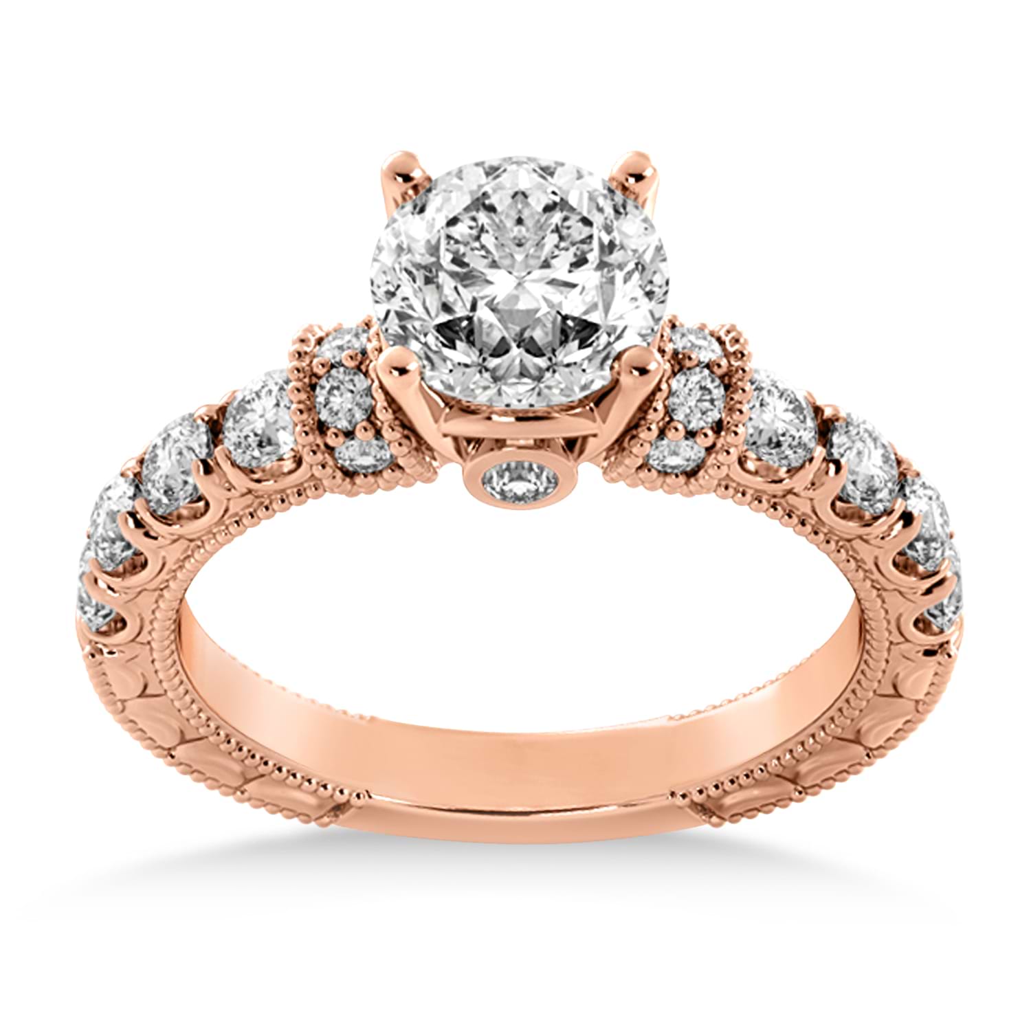 Diamond Vintage Style Engagement Ring 18k Rose Gold (0.52ct)