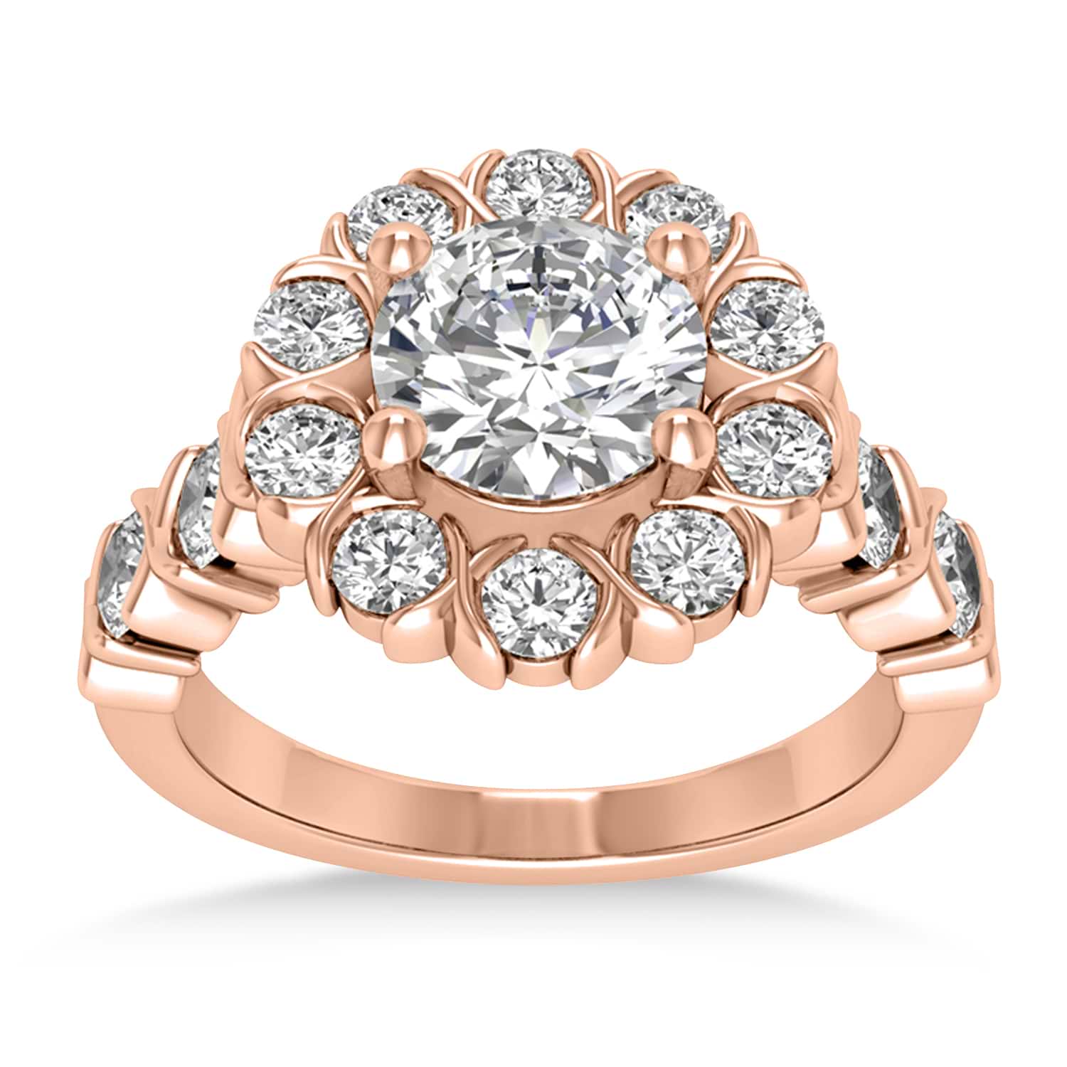 Diamond Petal Styled Engagement Ring 14k Rose Gold (1.00ct)