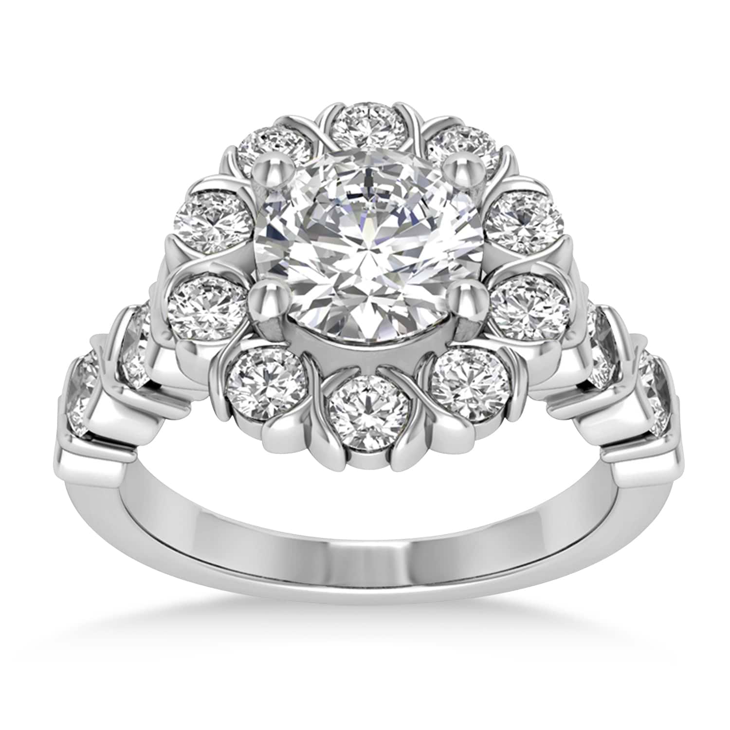 Diamond Petal Styled Engagement Ring 14k White Gold (1.00ct)