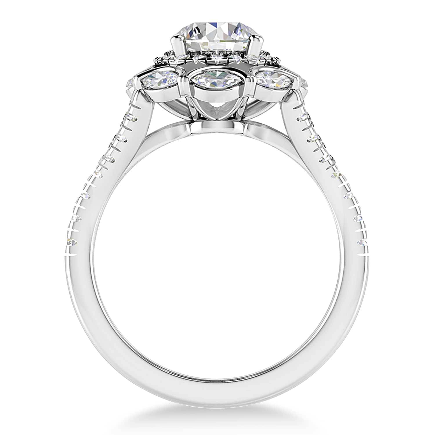 Diamond Accented Halo Engagement Ring 14k White Gold (0.92ct)