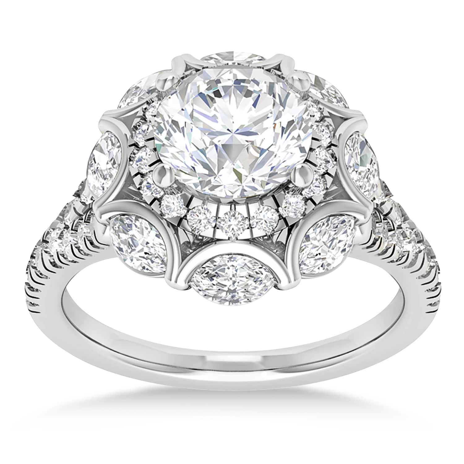 Diamond Accented Halo Engagement Ring Platinum (0.92ct)