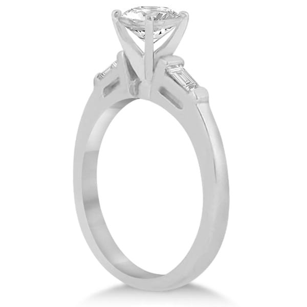 Three Stone Baguette Diamond Engagement Ring 14K White Gold (0.20ct)