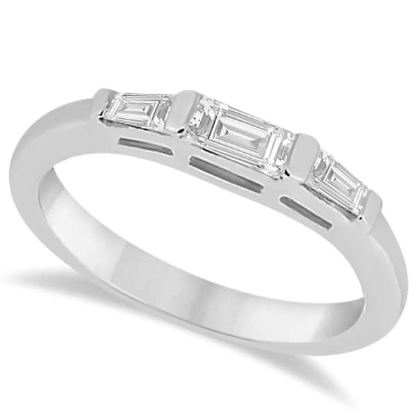 Diamond Baguette Engagement Ring & Wedding Band Set 14K White Gold (0.60ct)