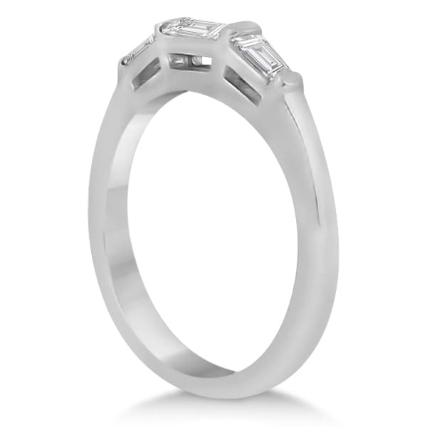 Diamond Baguette Engagement Ring & Wedding Band Set 14K White Gold (0.60ct)