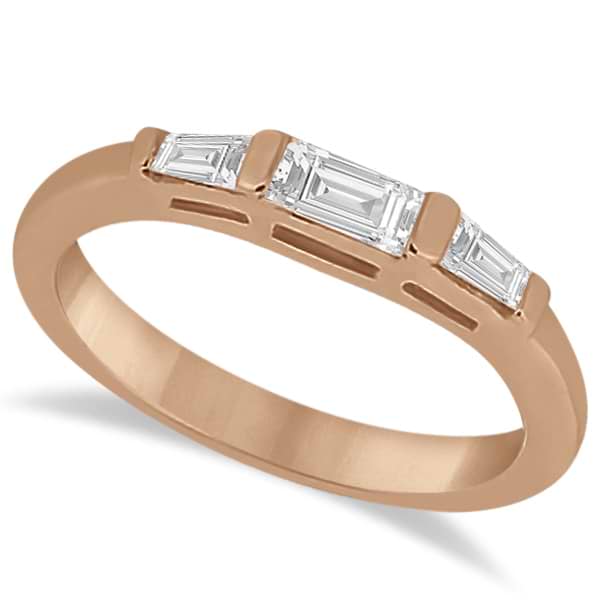 Three Stone Baguette Diamond Wedding Ring in 18K Rose Gold (0.40ct)