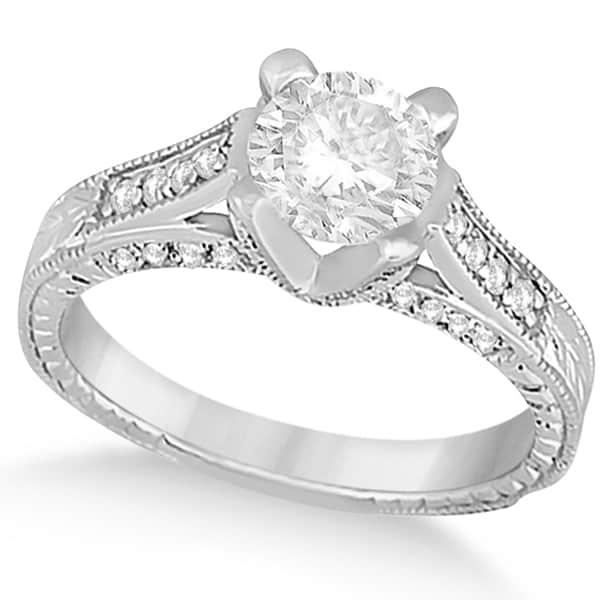 Diamond Antique Engagement Ring 14k White Gold (1.40ct)