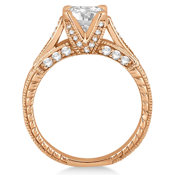 Antique Style Diamond Engagement Ring Setting 18k Rose Gold (0.40ct)