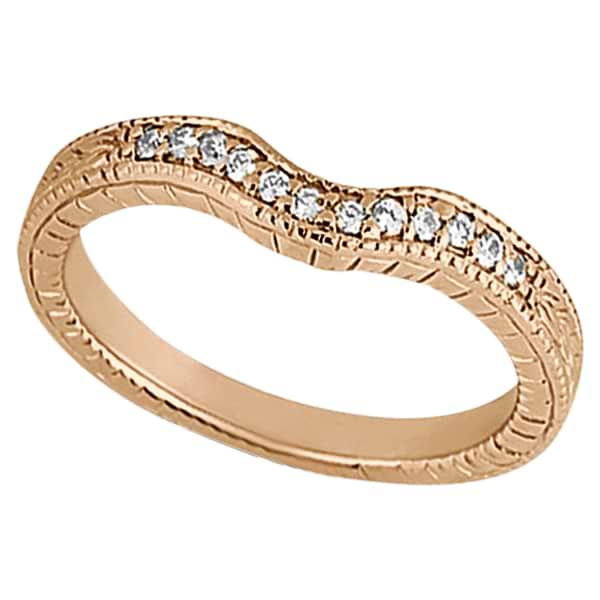 Antique Style Pave-Set Diamond Wedding Band in 18k Rose Gold (0.12 ctw)