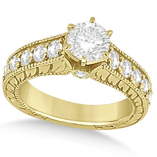 Vintage Diamond Accented Engagement Ring in 18k Yellow Gold (2.05ct)