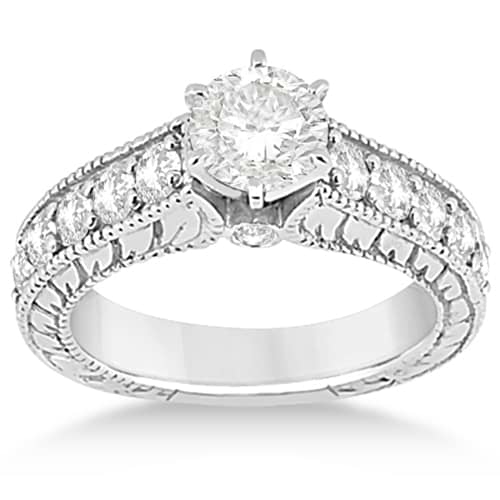 Vintage Diamond Engagement Ring Setting Platinum (1.05ct)