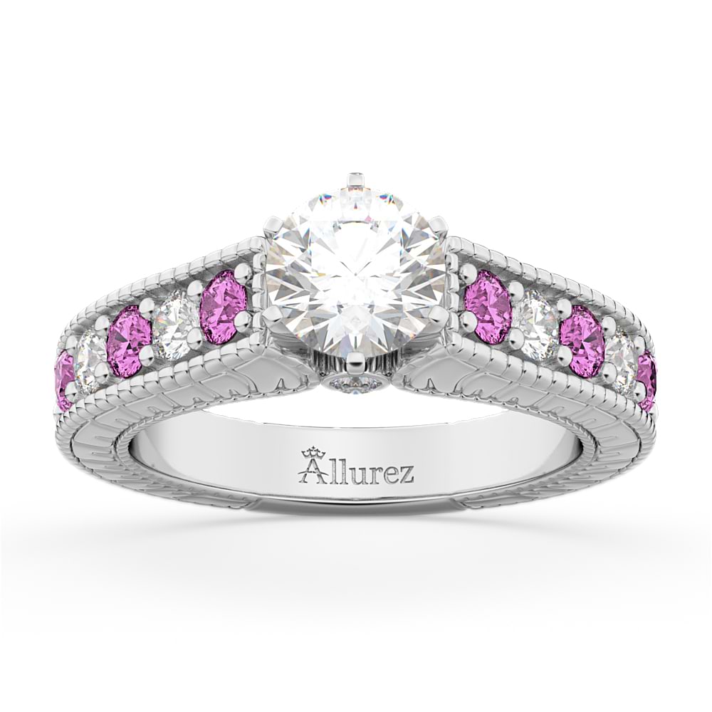 Vintage Diamond & Pink Sapphire Engagement Ring in Platinum (1.41ct)