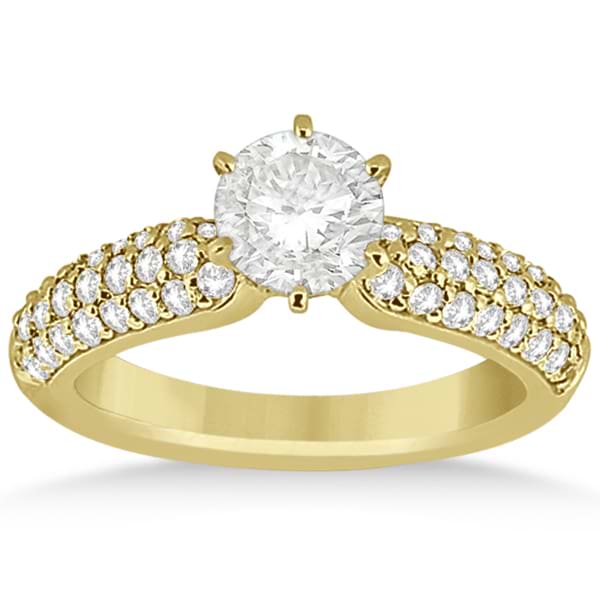 Half-Eternity 3 Row Diamond Engagement Ring 14k Yellow Gold (0.72ct)