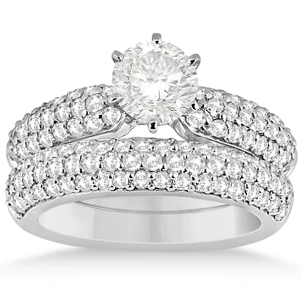 Three Row Half-Eternity Diamond Bridal Set in Platinum (1.59ct)