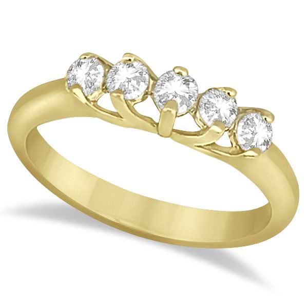 Five Stone Diamond Wedding Band For Women 14k Yellow Gold (0.50ct)