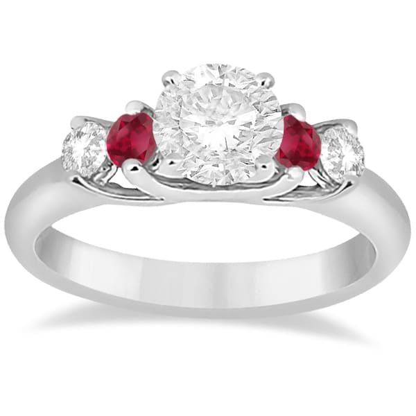 Five Stone Diamond and Ruby Engagement Ring Palladium (0.50ct)