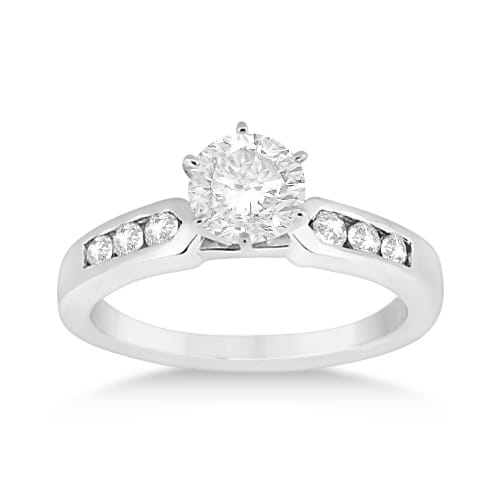 Channel Set Diamond Engagement Ring Setting Platinum (0.15ct)