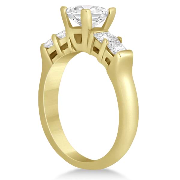 5 Stone Princess Cut Diamond Engagement Ring 14K Yellow Gold (0.40ct)