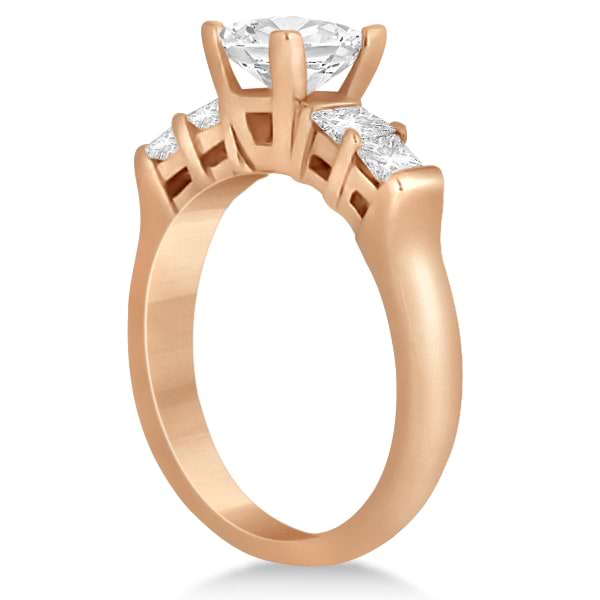 5 Stone Princess Cut Diamond Engagement Ring 18k Rose Gold (0.40ct)