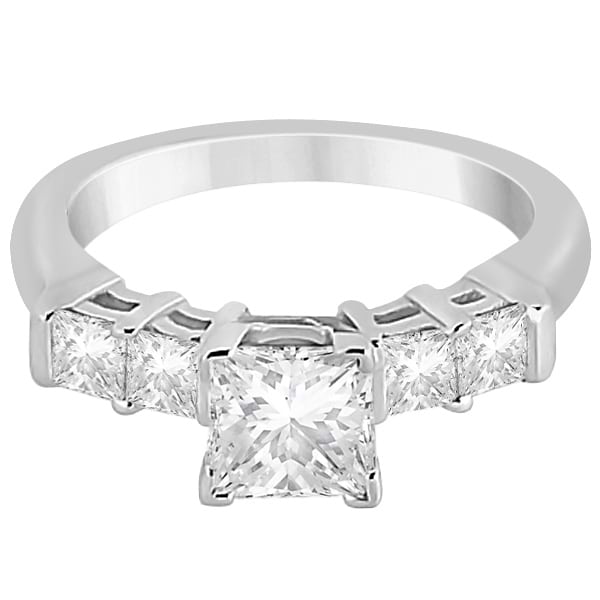 5 Stone Princess Cut Diamond Engagement Ring 18k White Gold (0.40ct)