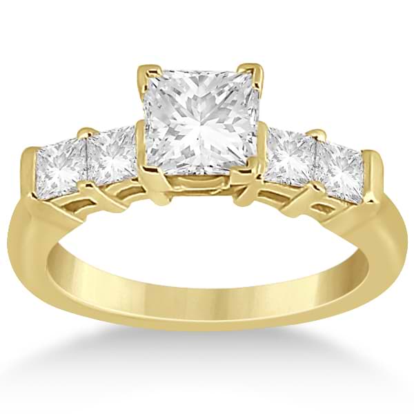5 Stone Princess Cut Diamond Engagement Ring 18k Yellow Gold (0.40ct)