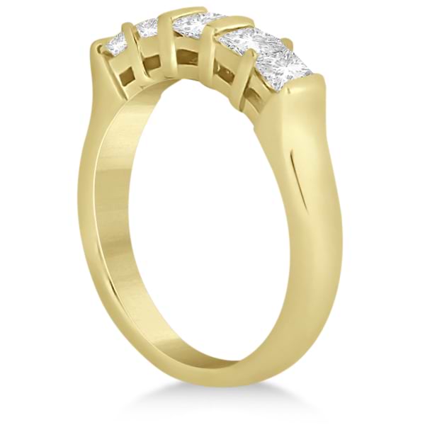 Five Stone Princess Cut Diamond Bridal Set 14K Yellow Gold (0.90ct)