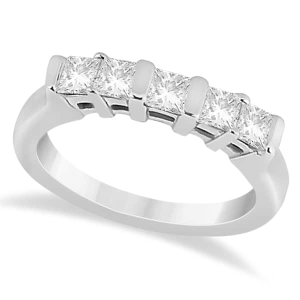 Five Stone Princess Cut Diamond Bridal Set Palladium (0.90ct)