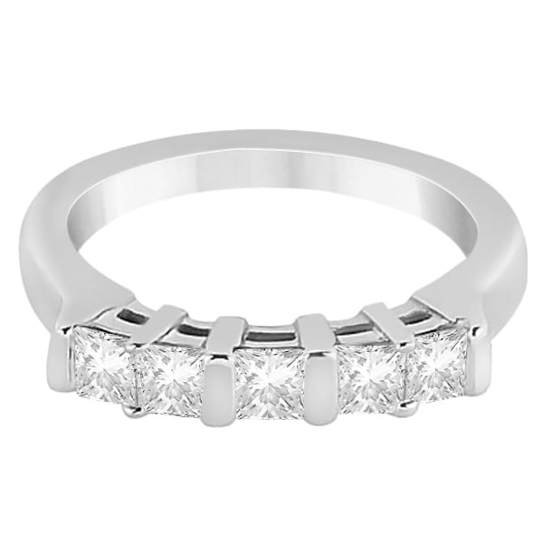 5 Stone Princess Cut Channel Set Diamond Ring 14K White Gold (0.50ct)
