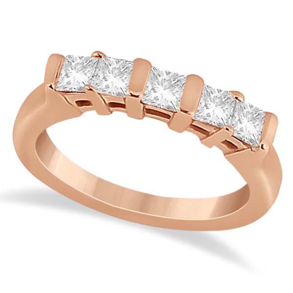 5 Stone Princess Cut Channel Set Diamond Ring 18k Rose Gold (0.50ct)
