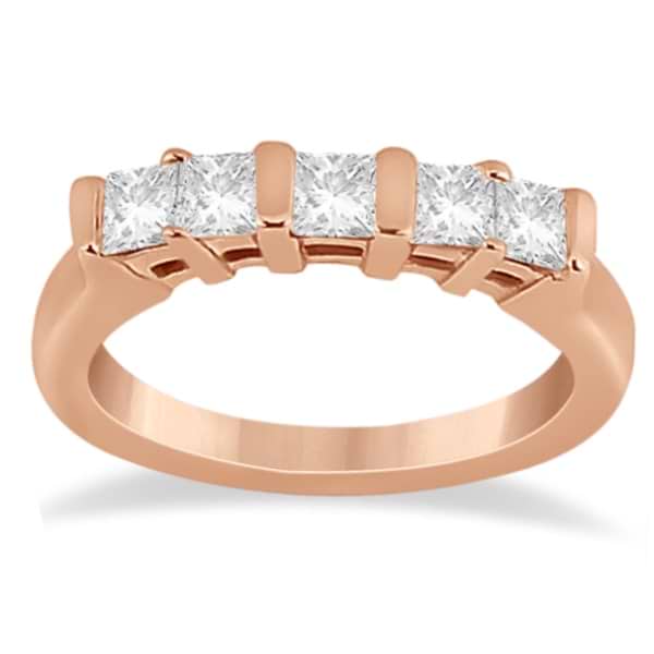 5 Stone Princess Cut Channel Set Diamond Ring 18k Rose Gold (0.50ct)