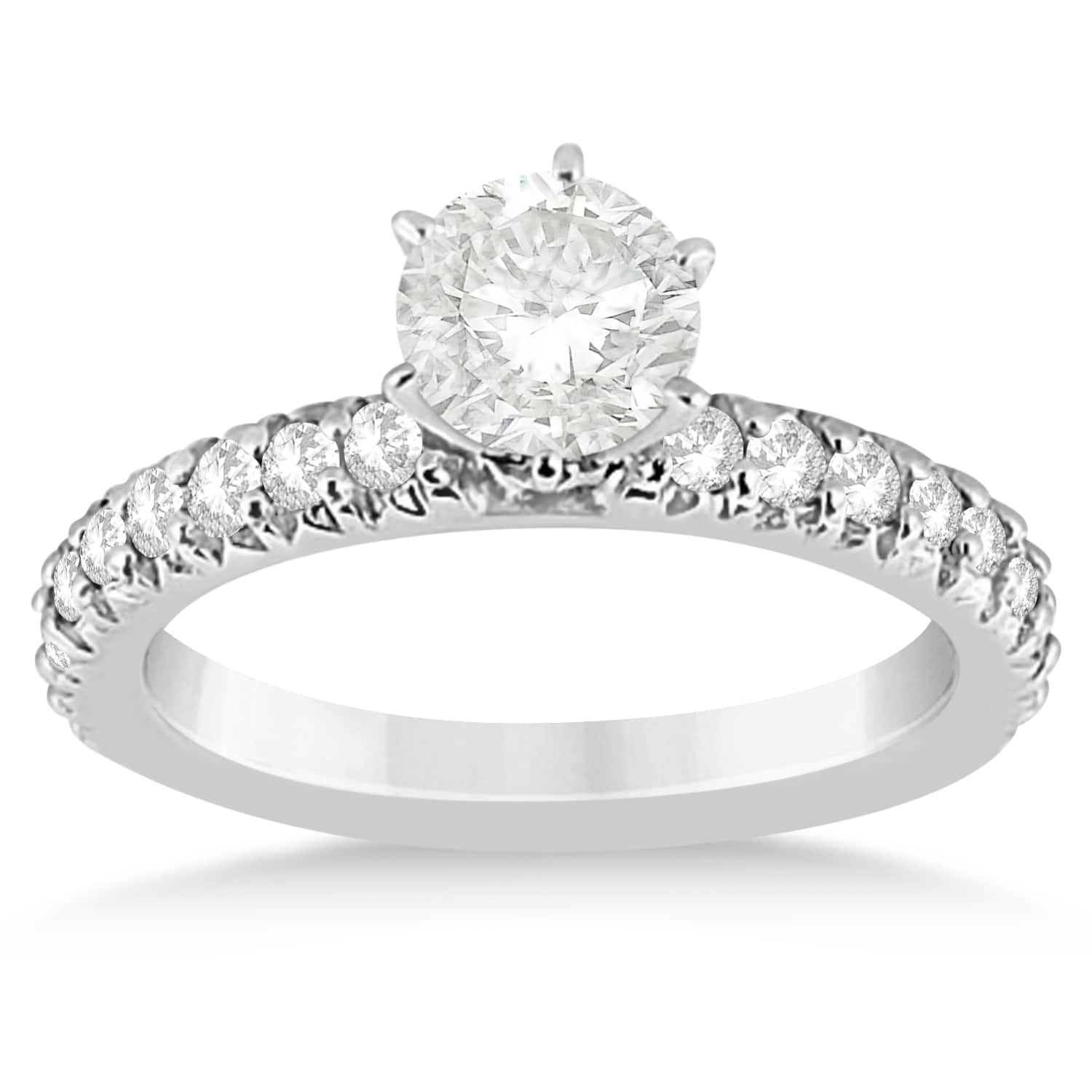 Diamond Accented Engagement Ring Setting 14k White Gold (0.54ct)