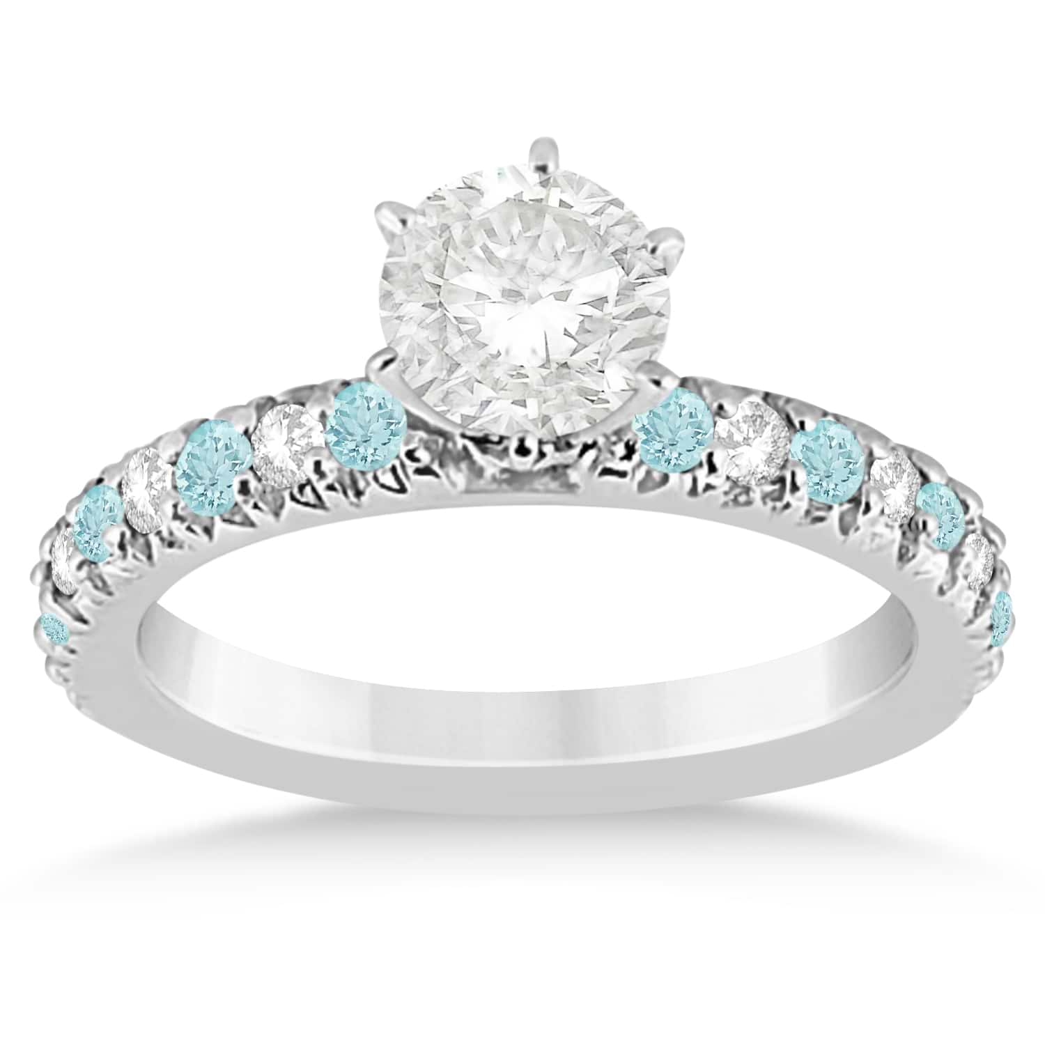 Aquamarine & Diamond Engagement Ring Setting Palladium 0.54ct