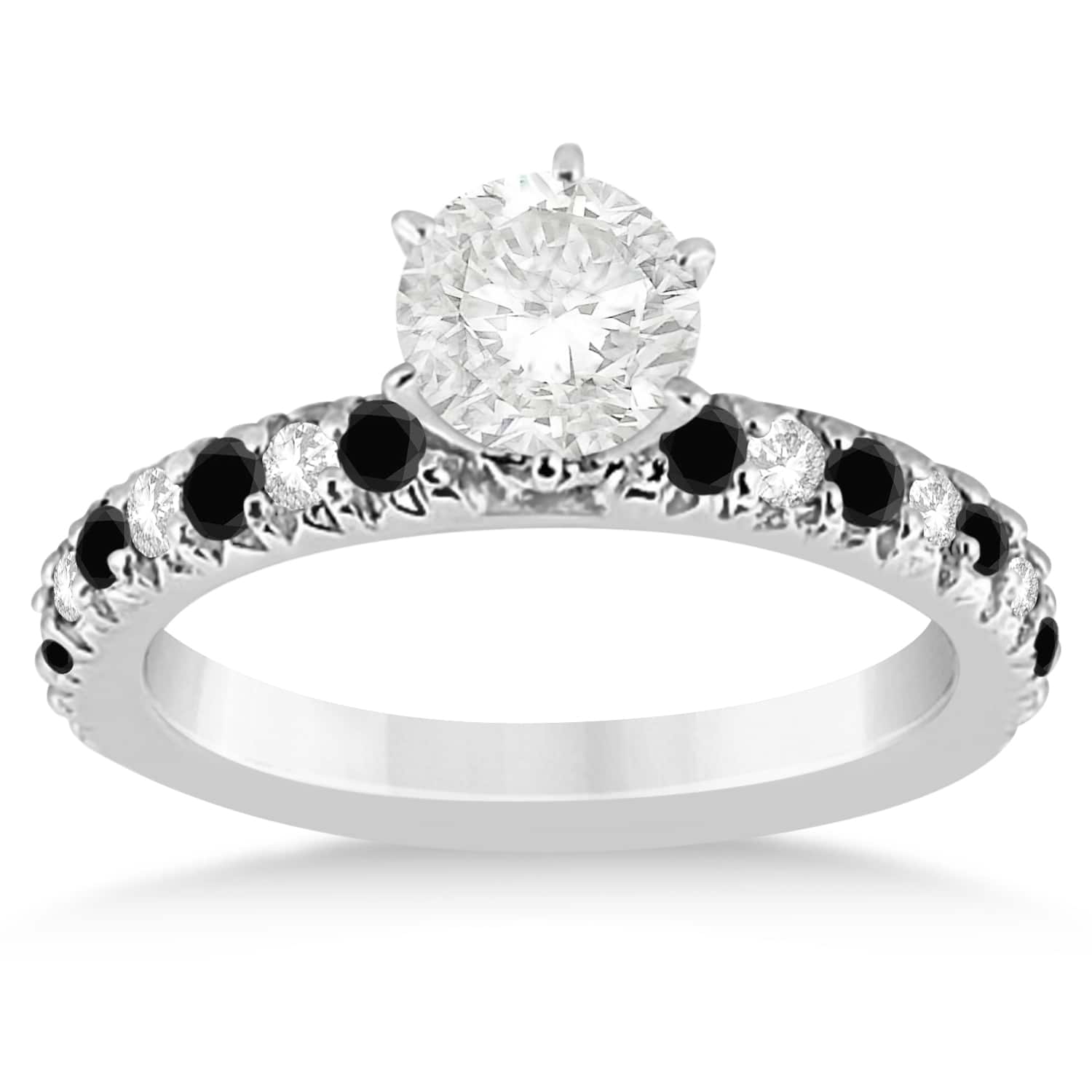 Black Diamond & Diamond Engagement Ring Setting 18k White Gold 0.54ct