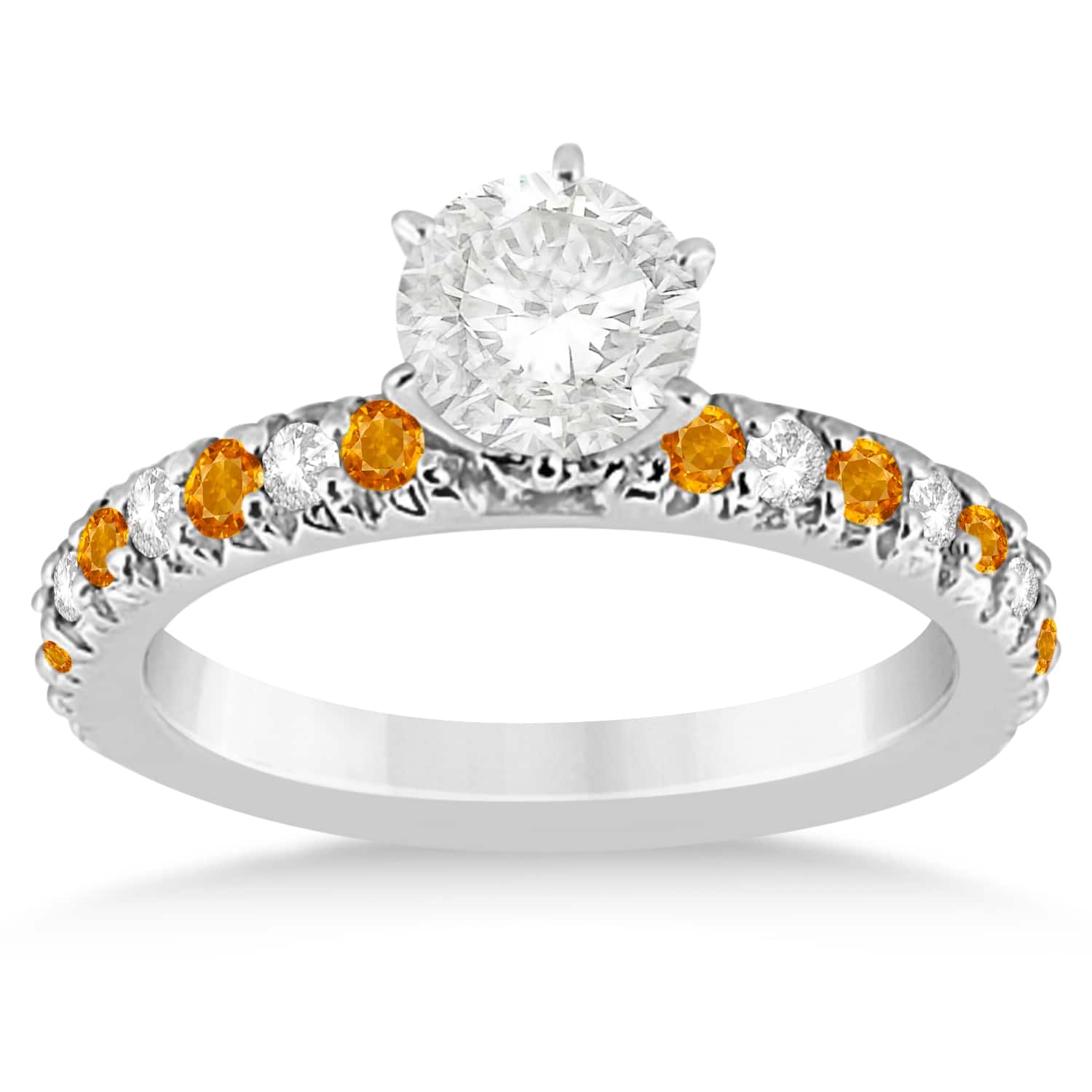 Citrine & Diamond Engagement Ring Setting 18k White Gold 0.54ct