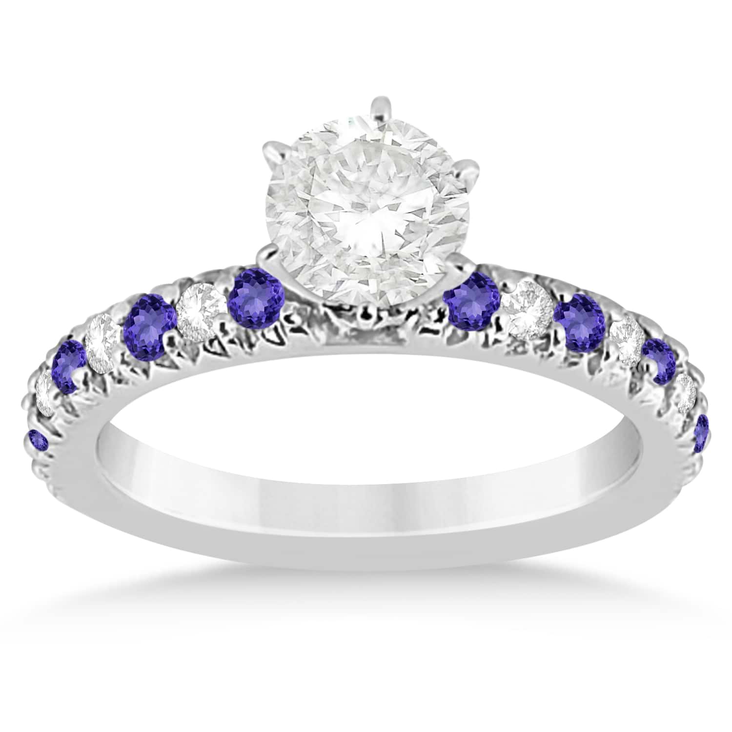Tanzanite & Diamond Engagement Ring Setting Platinum 0.54ct