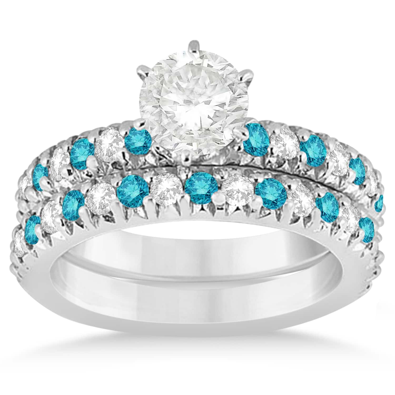 Blue Diamond & Diamond Bridal Set Setting Palladium 1.14ct