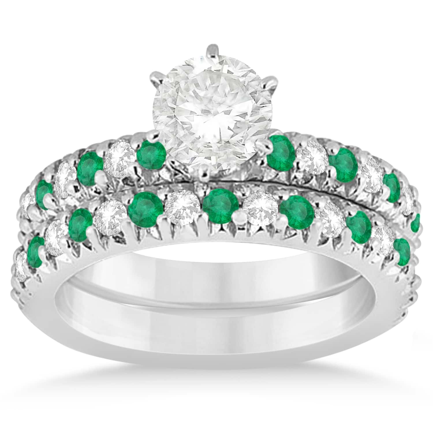 Emerald & Diamond Bridal Set Setting Platinum 1.14ct