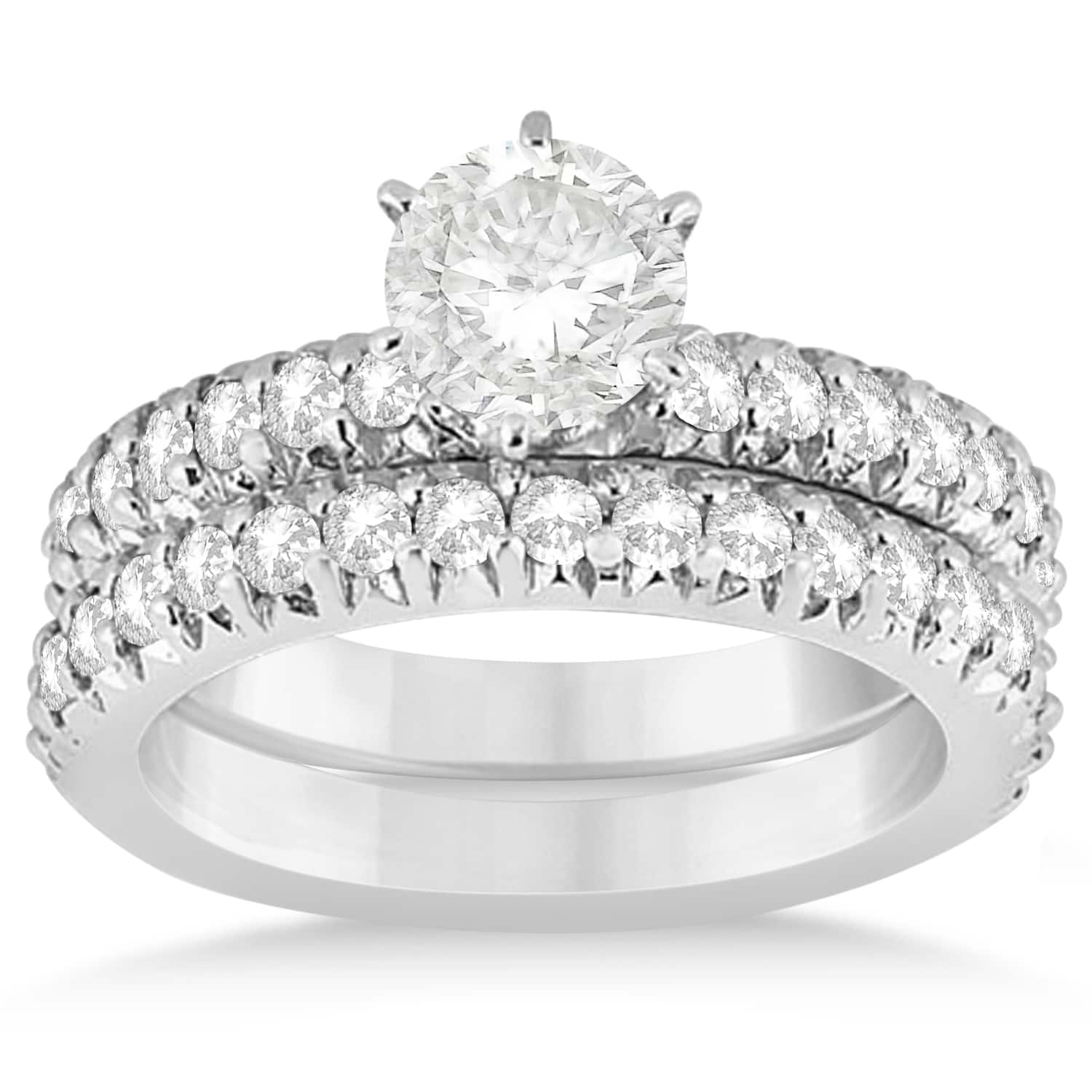 Diamond Accented Bridal Set Setting Platinum 1.14ct