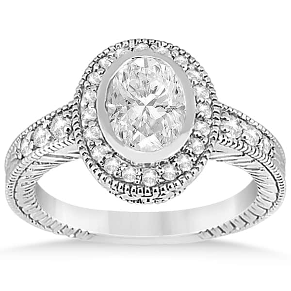 Vintage Style Engagement Ring Setting w/ Diamonds Palladium 0.36ct