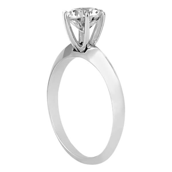 Six-Prong Knife Edge Solitaire Engagment Ring Set 14k White Gold