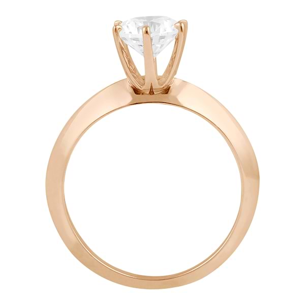 Six-Prong Knife Edge Solitaire Engagment Ring Set 14k Rose Gold