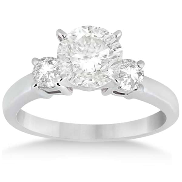 Three Stone Diamond Engagement Ring Setting 18K White Gold (0.50ct)
